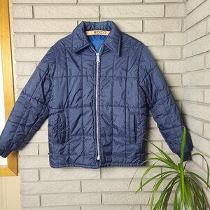 Vintage 80s 'Sears' navy/blue reversible quilted hunting jacket men's M